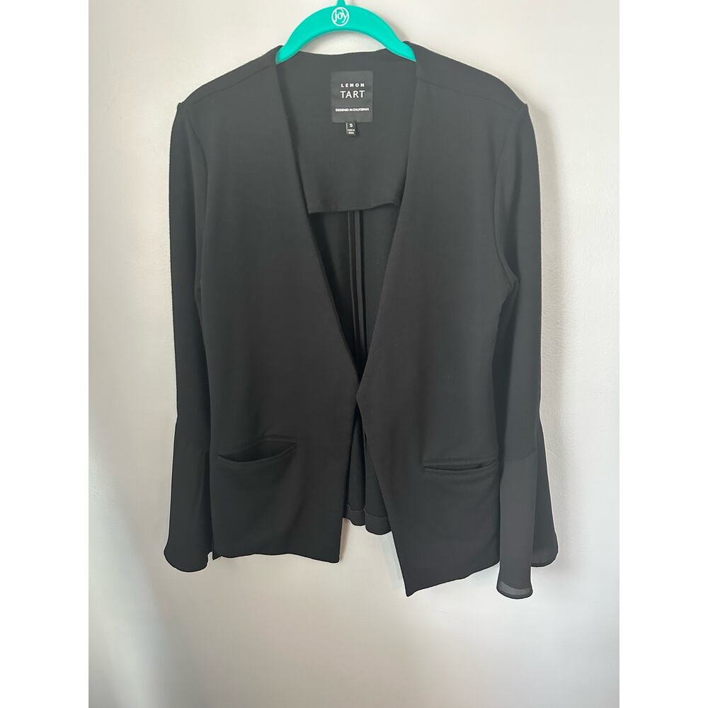 Lemon Tart Open Front Blazer with Sheer Bell Sleeves